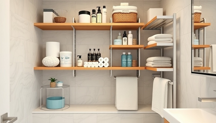 Efficient bathroom organization ideas with shelves and racks.