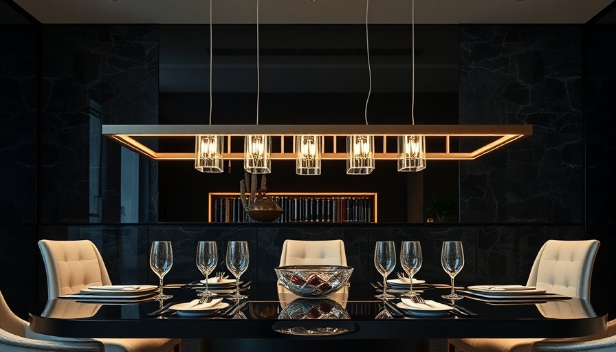 Modern dining room chandelier with sleek design, elegant lighting.