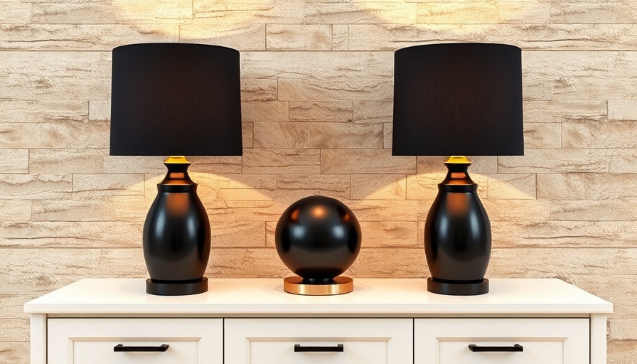 Contemporary fresh table lamps on console, warm ambiance.