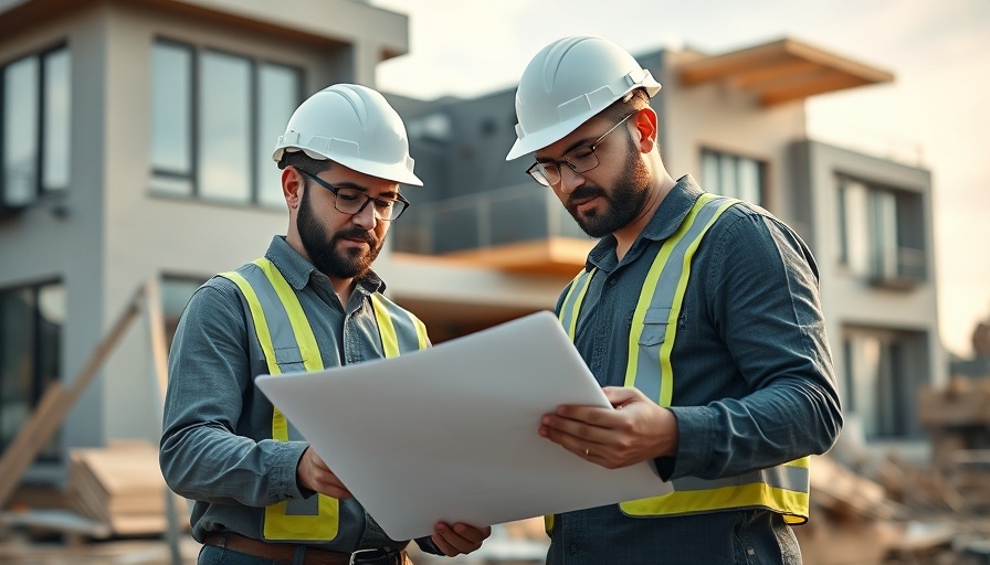 Builders discuss plans at construction site - home builder secrets