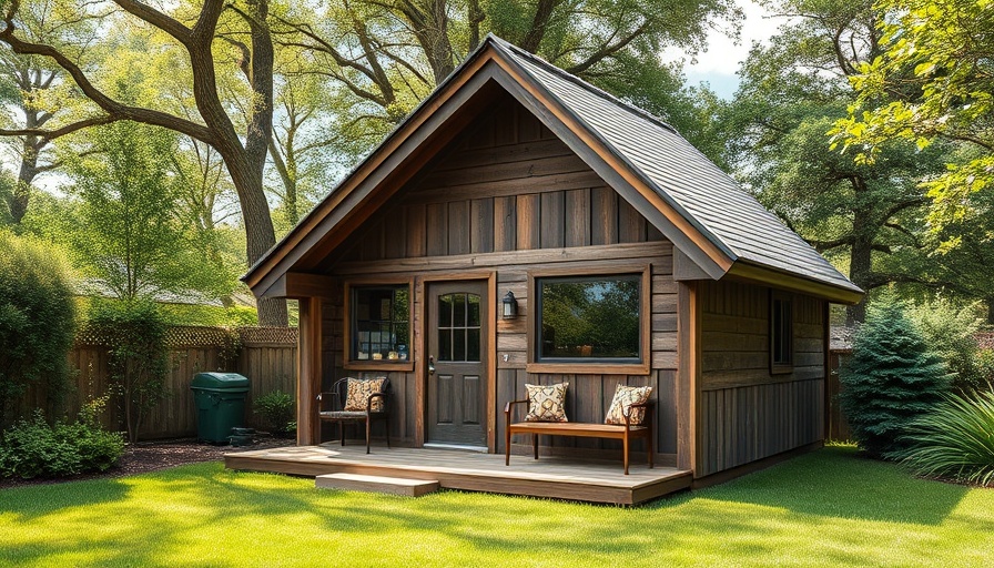 Rustic backyard office solutions with unique design in green setting.