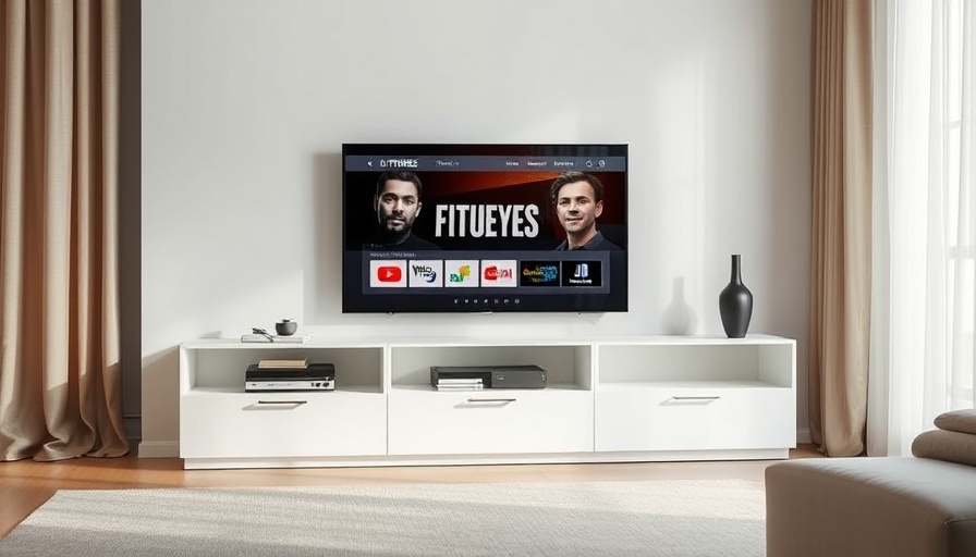 FITUEYES Picasso TV Stand in a modern room setting with TV.