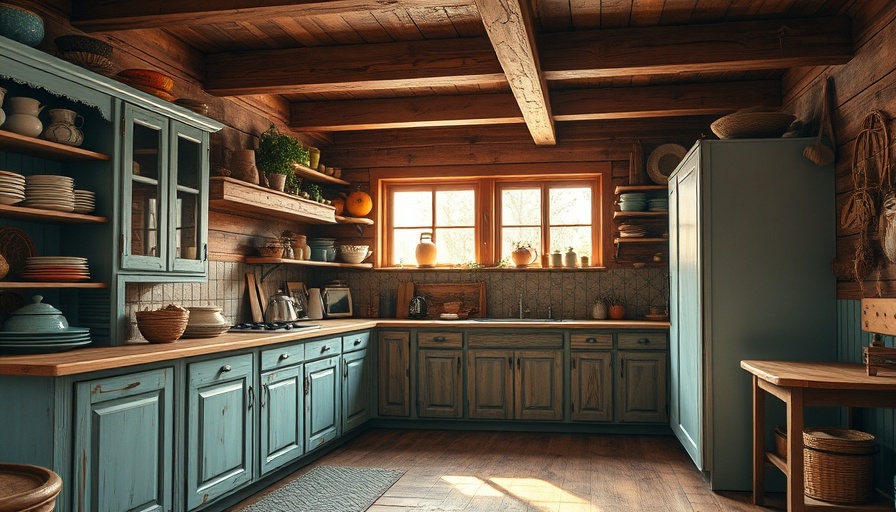 Rustic kitchen featuring outdated furniture styles with vintage charm.