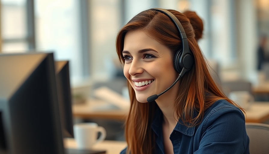 Woman on headset in office for Friendship Line for Seniors