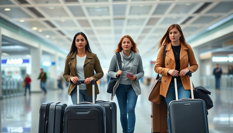 Family achieving FIRE with kids traveling through airport, determined.