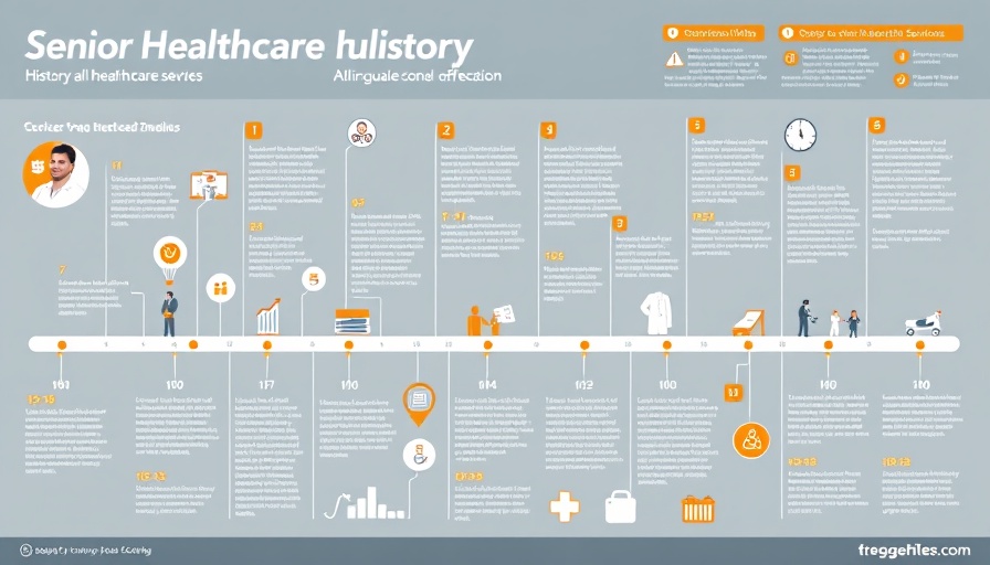 Infographic timeline of senior living options and healthcare history