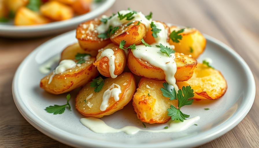 Crispy Caesar smashed potatoes with cheese and parsley garnish.