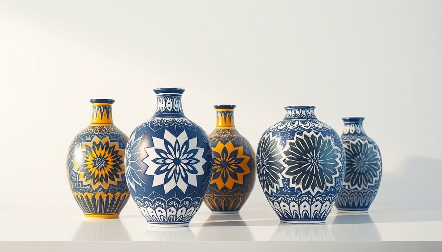 Artistic geometric ceramic vases for home decor.