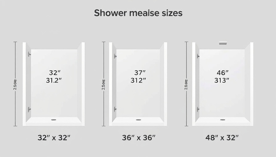 Diagram showing standard shower sizes with measurements.