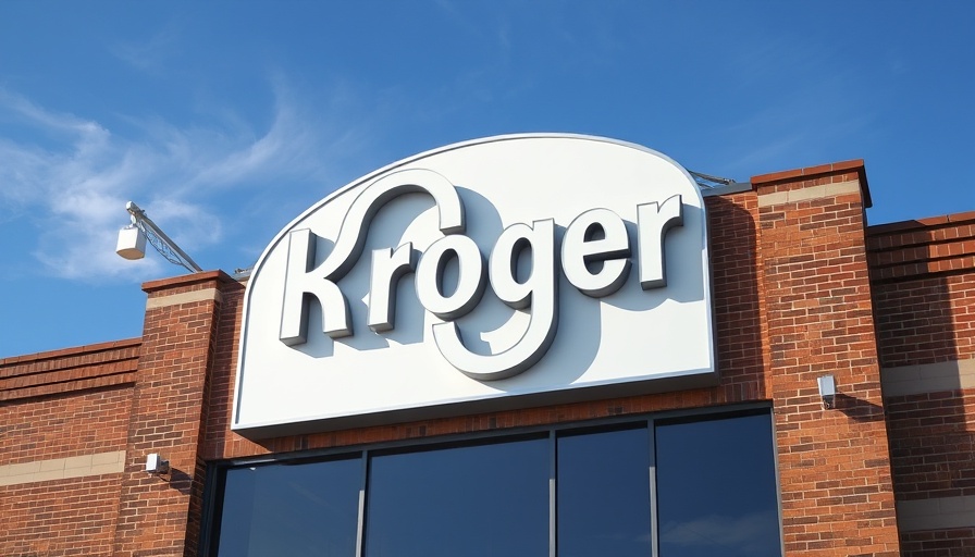 Kroger sign on brick building, promoting easy dinner ideas.