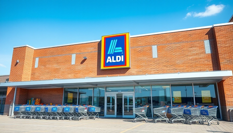 ALDI store entrance with brick facade and large logo.