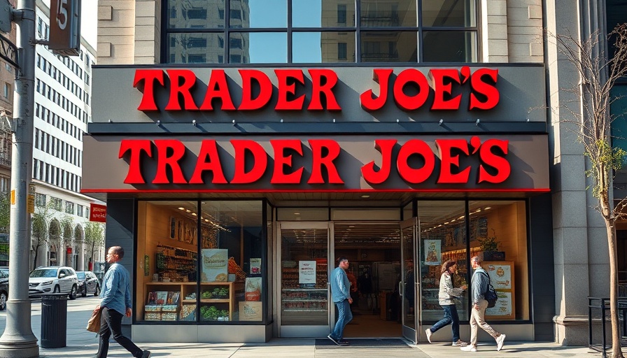 Trader Joe's storefront with red sign, morning view.