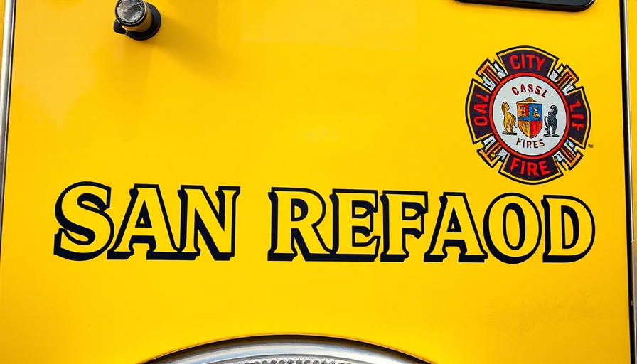 San Rafael fire truck close-up displaying local news updates.