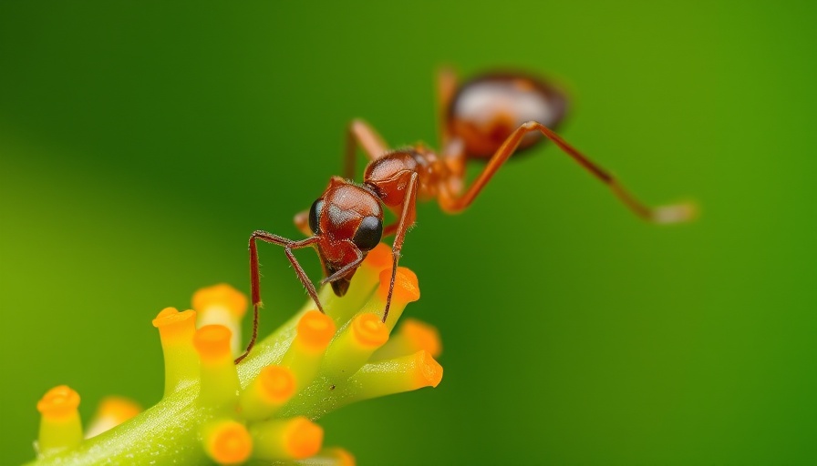 Close-up of an ant on a green stem with aphids, how to get rid of ants in your home