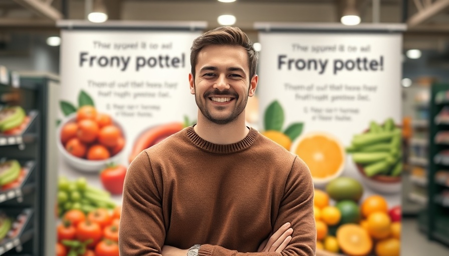 AI for food distribution industry professional in front of banners.