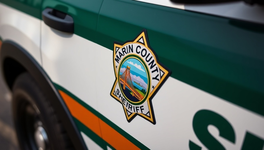 Marin County Sheriff emblem on a patrol car, Marin City shooting investigation
