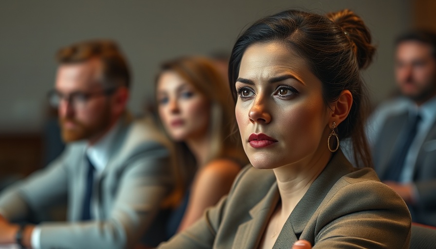 Focused woman in hearing, discussing tech policies.