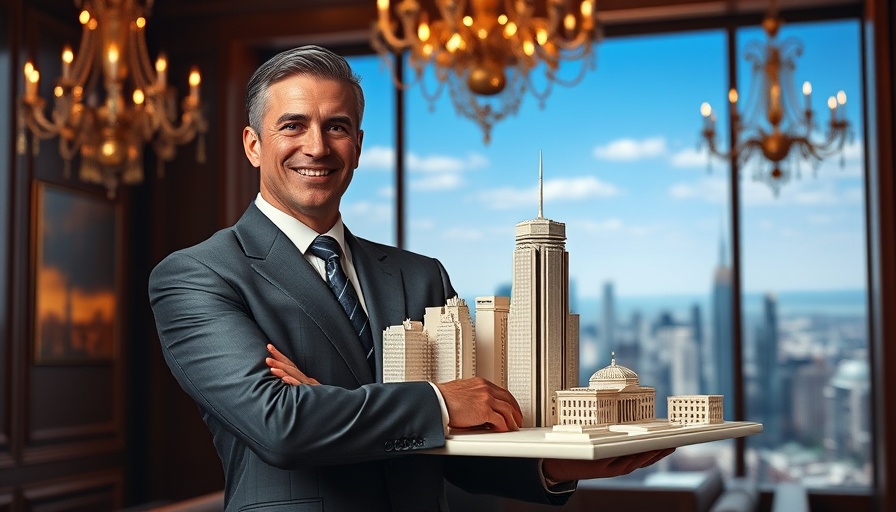 Man presenting architectural model with confidence