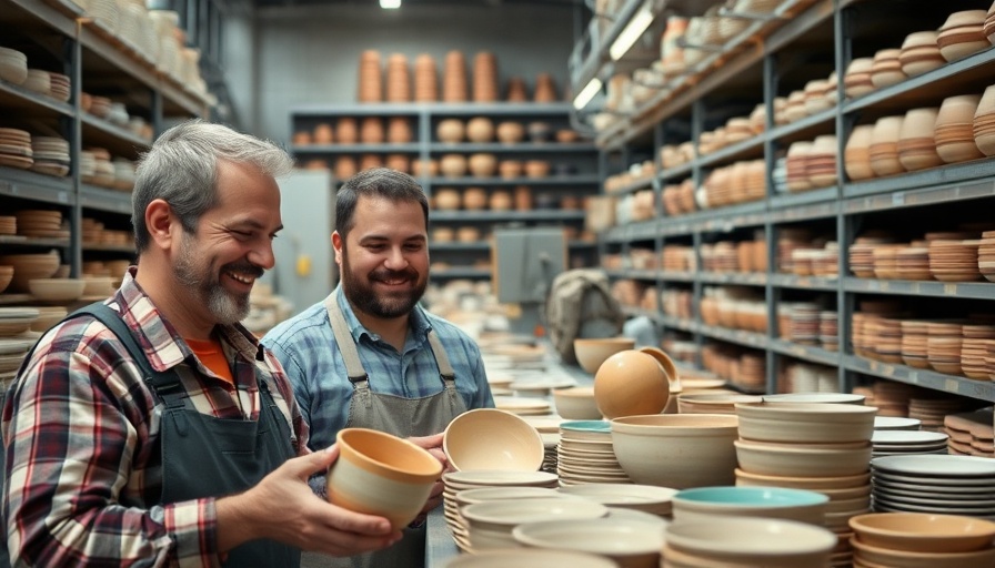 Workers in a pottery factory examining dishes, related to Manufacturing loans.