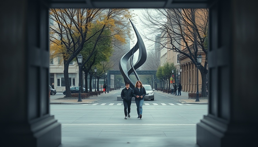 People observed through sculpture frame near Bay Area library cafés