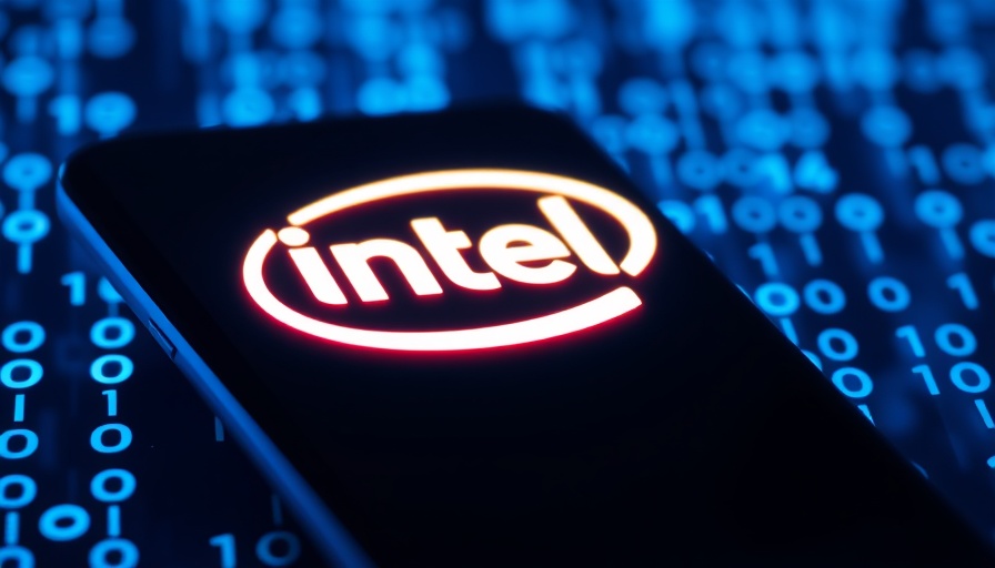 Intel Capital spin-out logo displayed on phone with digital code in background.