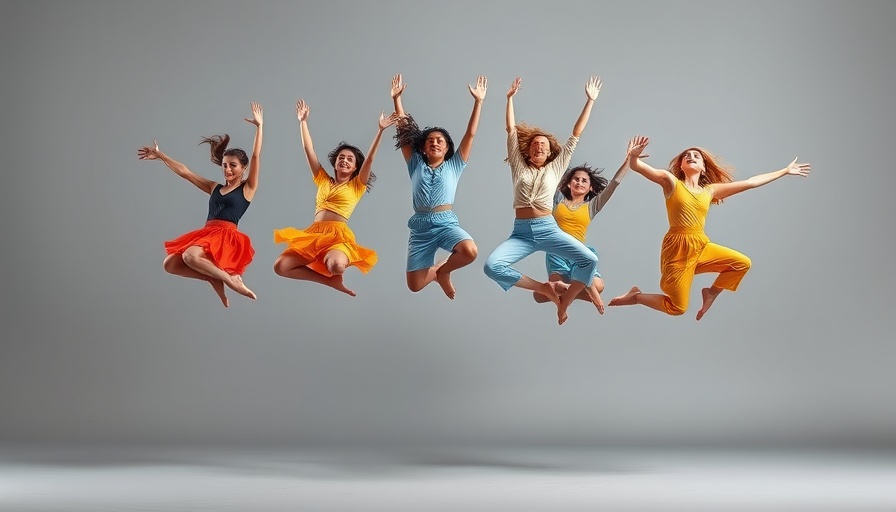 Dynamic dancers leaping mid-air, performance energy.