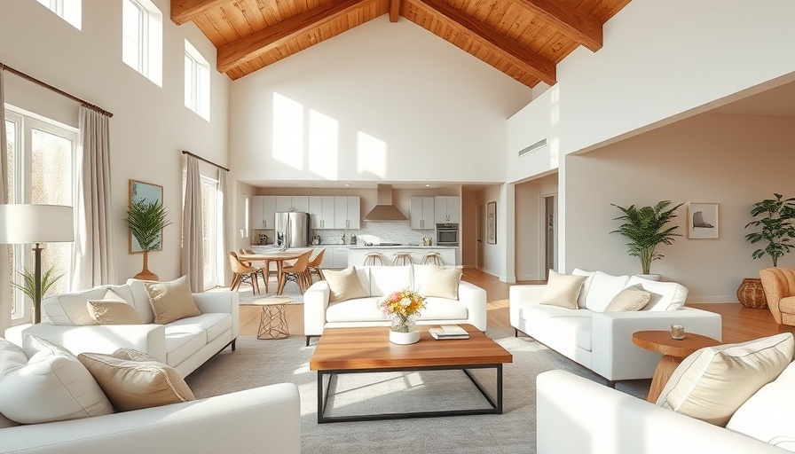 Spacious modern living room in an open-plan home, showcasing elegant furniture.