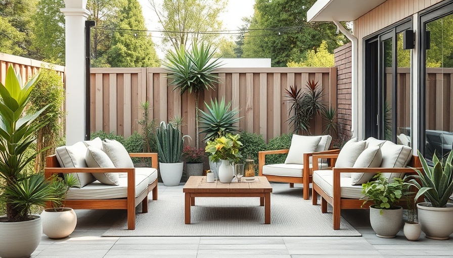 Modern patio decor ideas with elegant furniture and greenery.