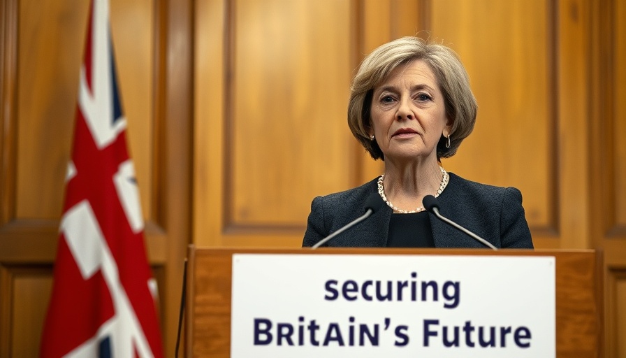 UK suspends import tariffs announcement by woman at podium.