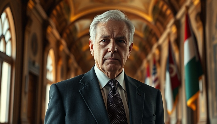 Serious older male in formal attire related to self-deportation program Trump indoors