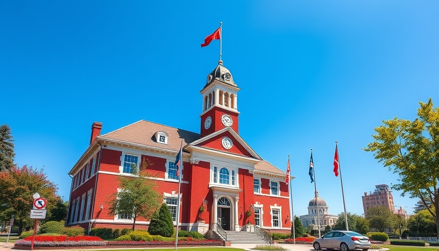 Novato State of the City Address red city hall and flags