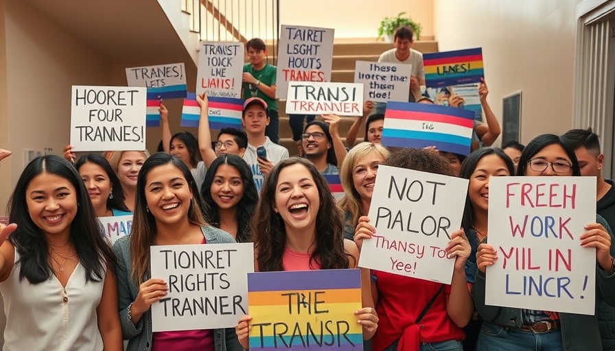 Gathering advocating for passport changes affecting transgender Americans.