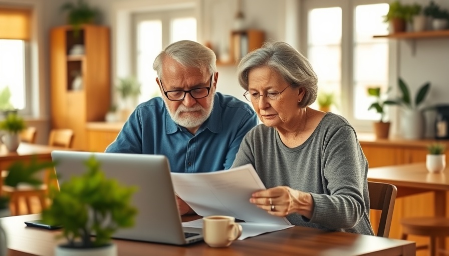 Elderly couple reviewing finances in cozy kitchen, Financial transitions after age 70