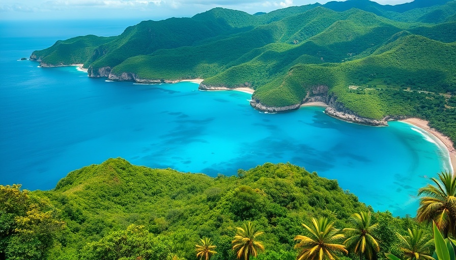 Lush tropical landscape in Hawaii with vibrant coast and hills