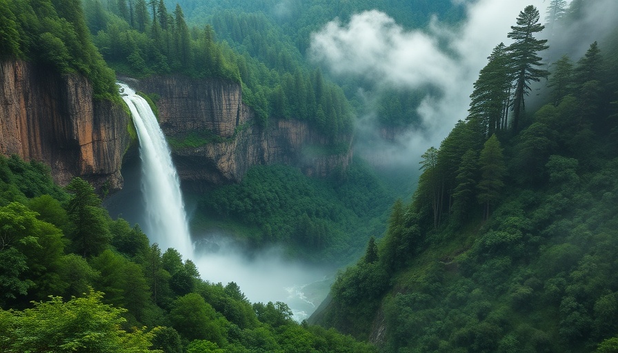 Serene waterfall in forested valley, best places to live in Washington State.
