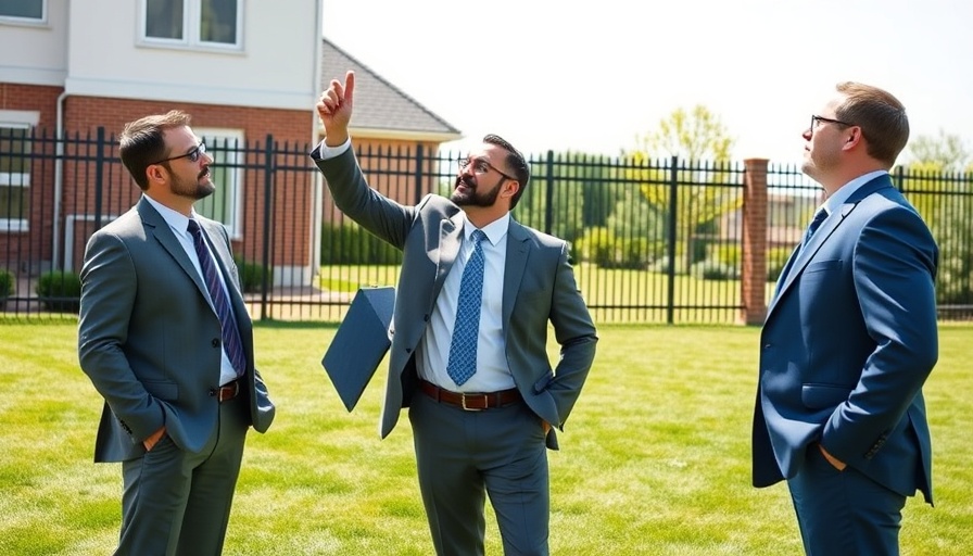 Three men discussing White House renovations on lawn.