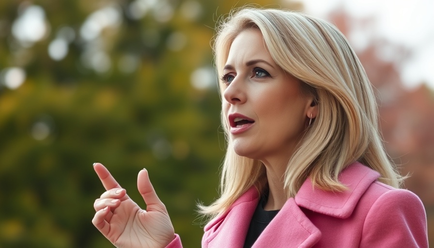 Justice Department subpoenas journalists discussed by a woman speaking outdoors.