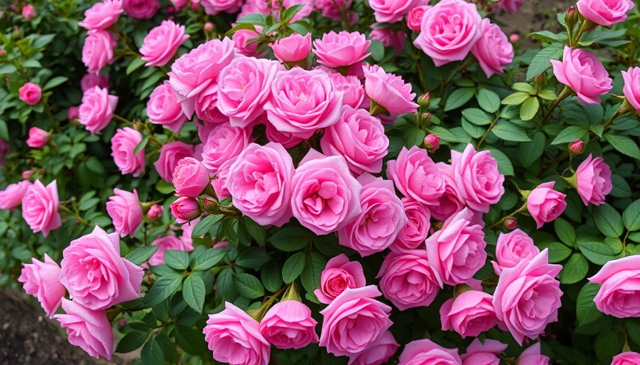 Full bloom pink shrub roses demonstrating how to care for shrub roses