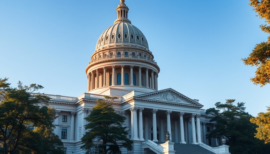 Elegant capitol building in daylight, symbol of local news.