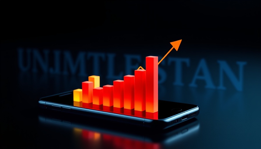 Futuristic bar chart representing data growth on smartphone, Management Cease Trade Order