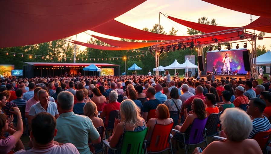 North Bay concert series 2025 outdoor event with audience under sunshades.