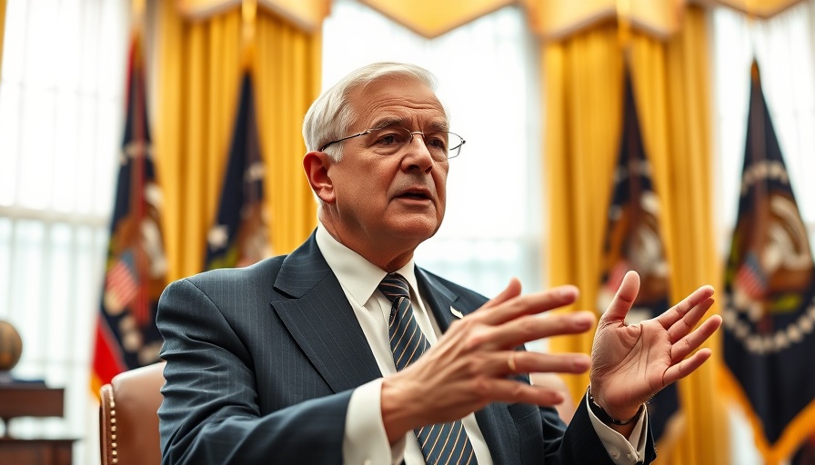 Distinguished man explaining economy in office, Trump's economy blame.