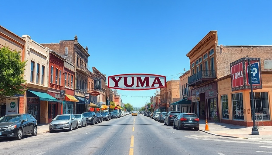 Downtown Yuma's welcoming street view highlighting affordable living.