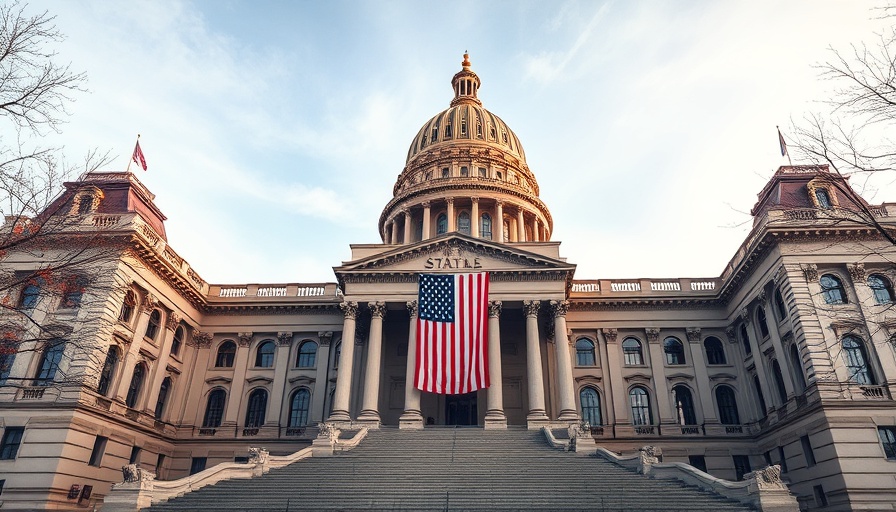 Grandiose state capitol building illustrating new tax cuts favor the rich policy
