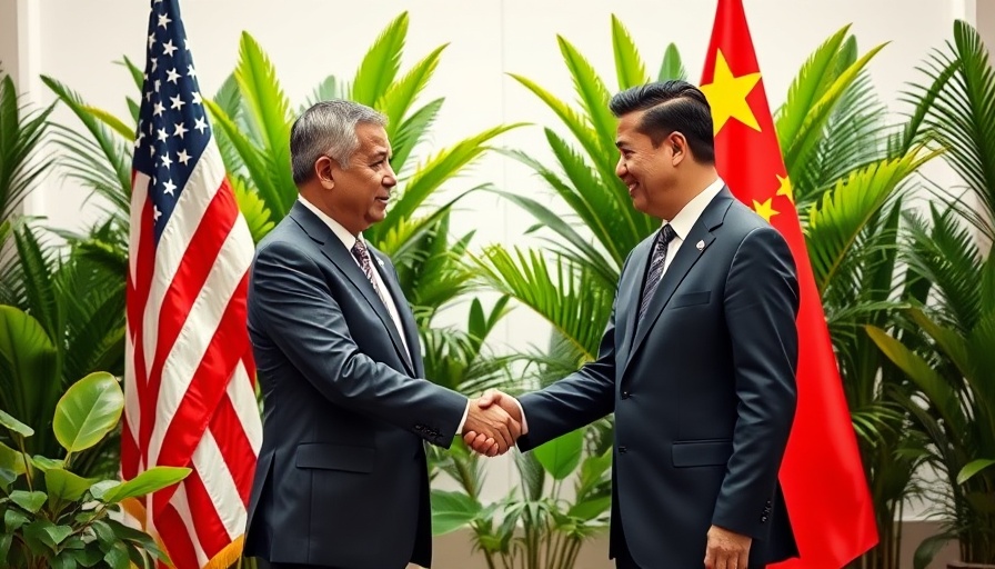Lower China tariffs discussion between leaders with flags