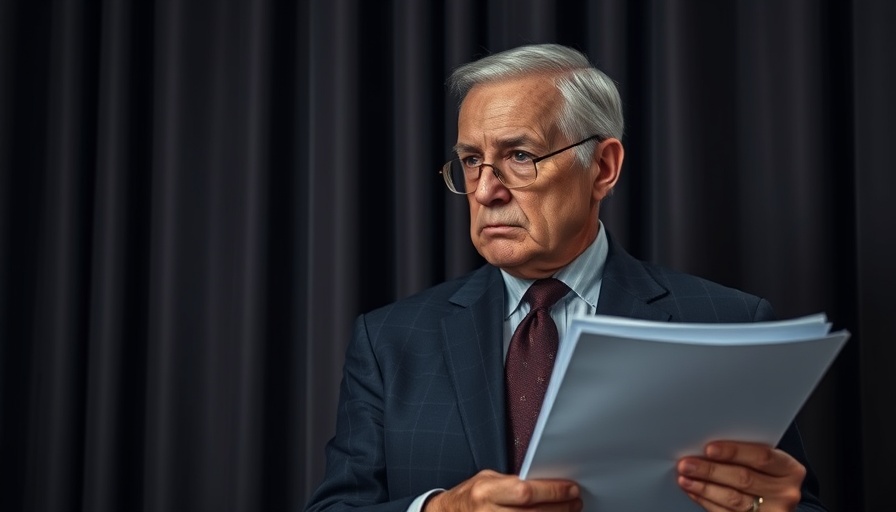 Contemplative older man in suit holding documents, dark backdrop aligning with Trump's push for rate cuts.