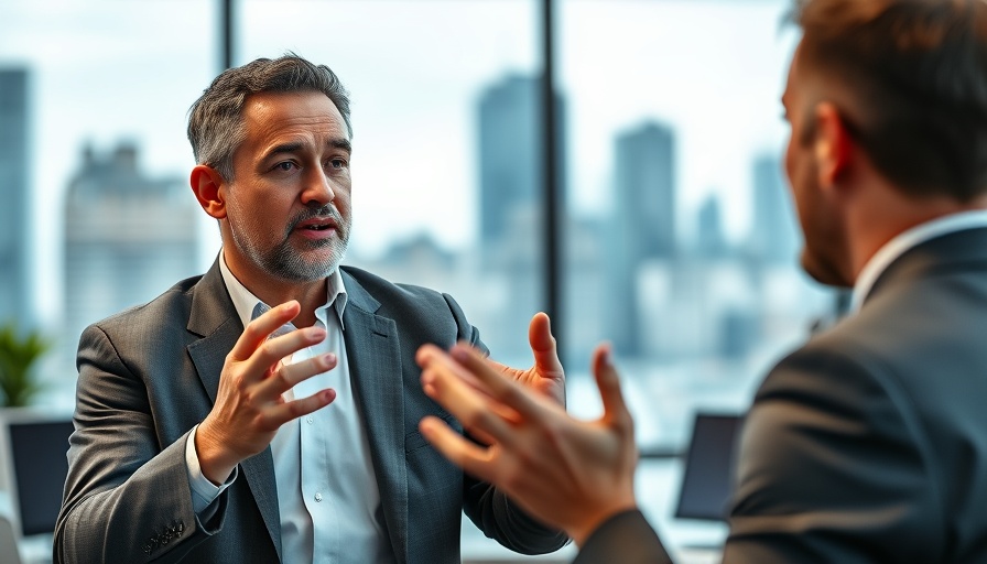 Mature professional man discussing in modern office, ringfencing of UK banks.
