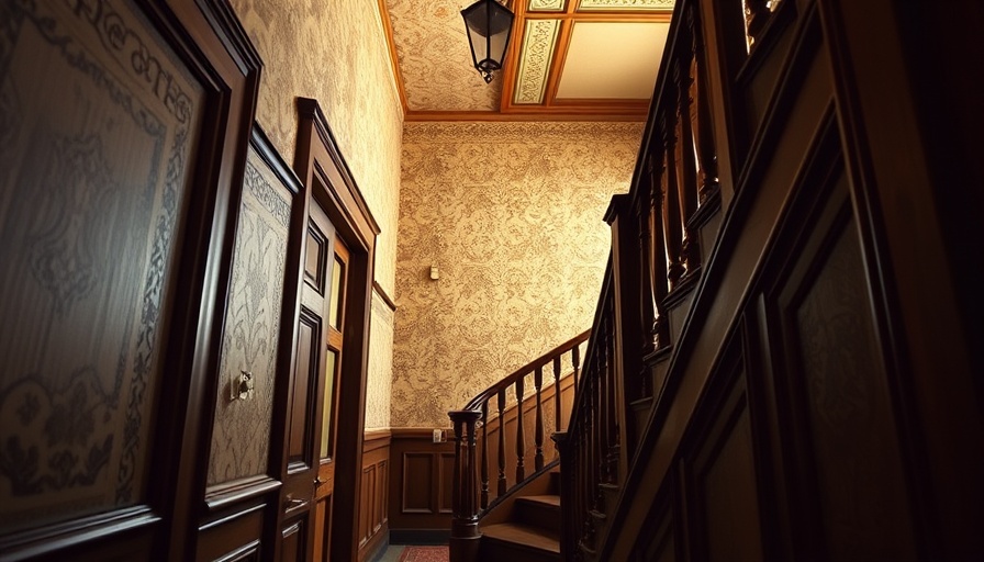 Victorian-style hallway in historic Pasadena home with ornate details.
