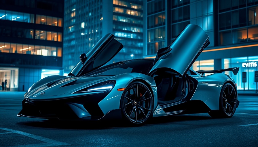 Futuristic sports car at night showcasing modern technology.