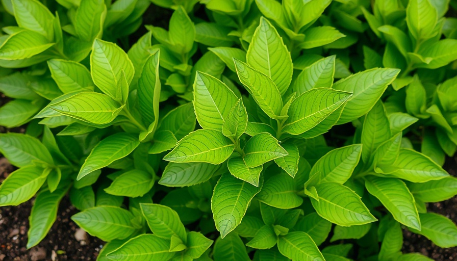 Lush Bay Laurel leaves thriving in natural garden setting.